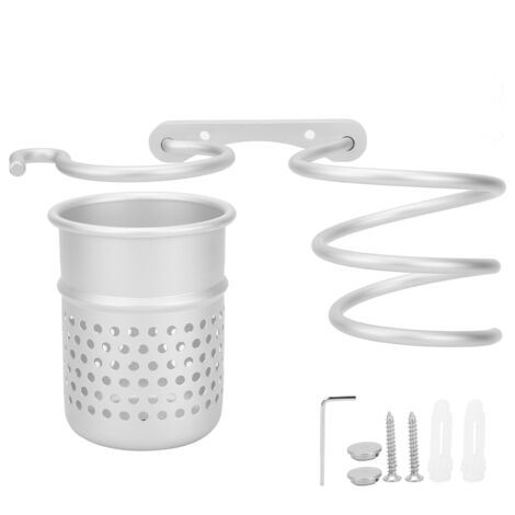 Support mural pour sèche-cheveux, rangement d'outils de coiffure avec porte-gobelet, support de suspension mural