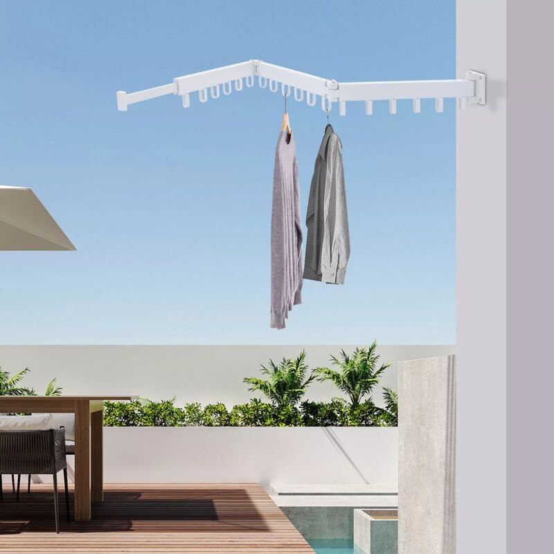 Support Mural Pour Séchoir à Linge, Présentoir de Vente Au Détail Porte-Vêtements Suspendu Pliable Rétractable, Porte-Vêtements Polyvalent Cintre de