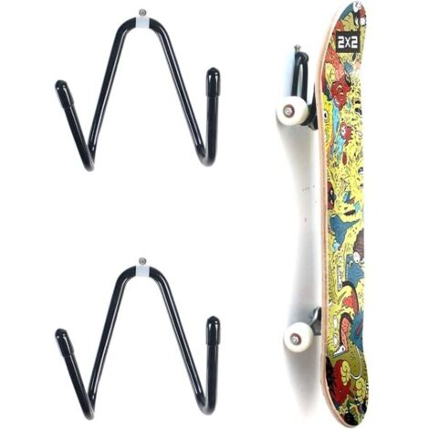 Support mural pour skateboard (lot de 2), crochets et vis inclus, support pour guitare