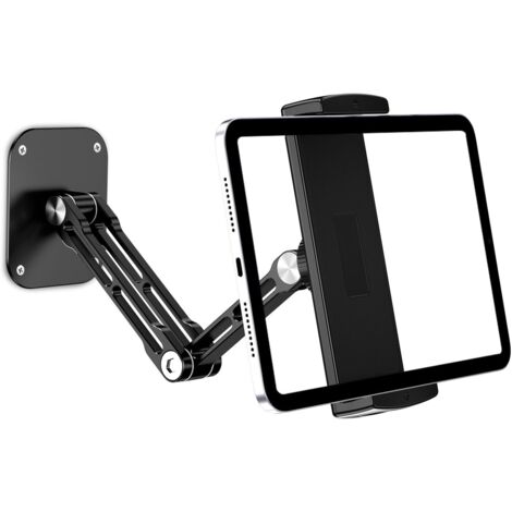 Support mural pour tablette, support mural extensible en aluminium avec base rotative à 360°, réglable et pliable pour iPad Pro,