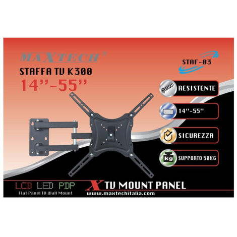 Support Mural Pour Téléviseur K300 14"-55" Jusqu'à 50 Kg Staf-03 Maxtech