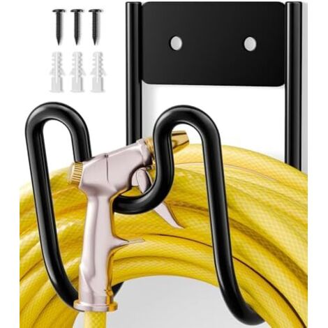 Support mural pour tuyau d’arrosage – Porte-tuyau robuste tuyaux d’eau, rallonges électriques et d’aspirateur, 1 pièce -