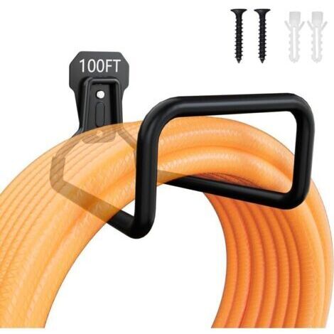 Support mural pour tuyau d'arrosage, support de tuyau d'arrosage robuste pour l'extérieur, enrouleurs de tuyau en métal, crochet de tuyau avec 4 vis pour tuyau d'arrosage extensible, tuyau d'ar