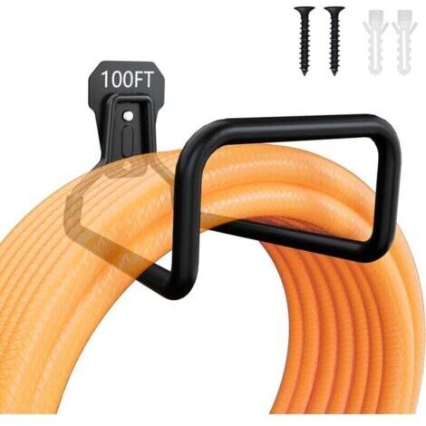 Support mural pour tuyau d'arrosage, support de tuyau d'arrosage robuste pour l'extérieur, enrouleurs de tuyau en métal, crochet de tuyau avec 4 vis pour tuyau d'arrosage extensible, tuyau d'arrosage
