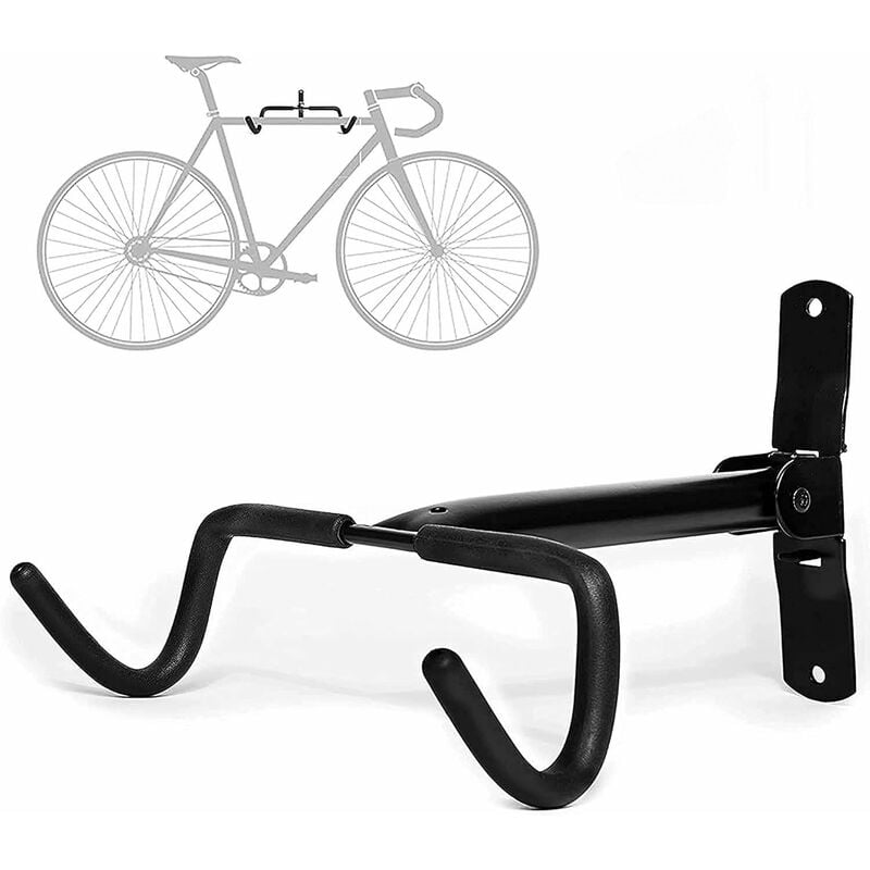 Jusch - Support mural pour vélo pliable pour rangement de vélo et gain de place – Cintre pour vélo avec protection du cadre rembourré en mousse – Noir