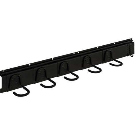 Support mural pour vélos, porte-vélos mural rangement pour 5 vélos et 3 casques, crochets de rangement réglables, porte-vélos, 121,5 x 10 cm noir