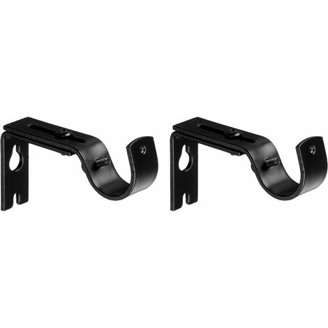 Support mural réglable pour tringle à rideau, Lot de 2, Noir