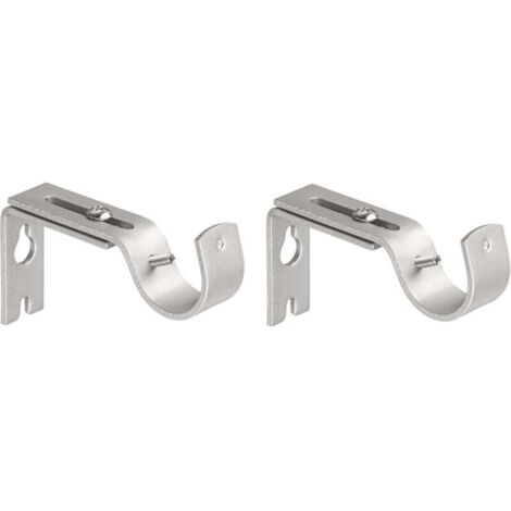 Support mural réglable, support de tringle à rideau, adapté aux tuyaux de 25 mm de diamètre, 2 pièces, argent