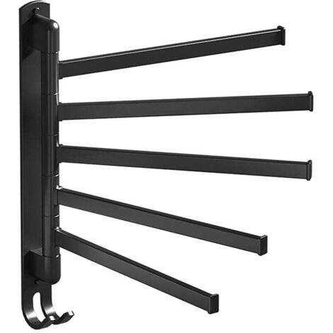 Support Mural Rotatif 5 Bras Porte Serviettes Acier Inoxydable Sans Percage Pour Salle De Bain