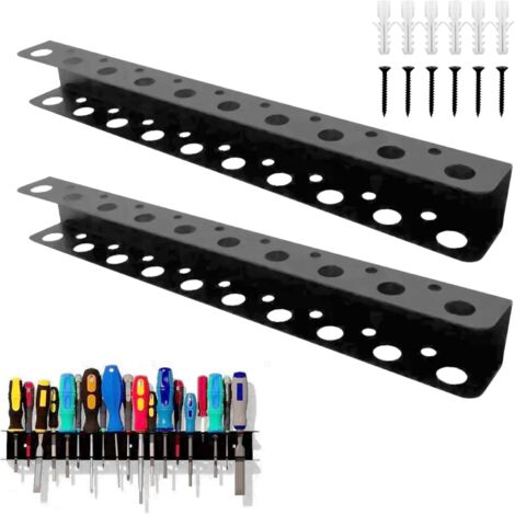 Support Mural Tournevi, 2 Pièces Organisateur de Tournevis, 40 cm Tournevis Étagère Murale, 23 Trous Étagère Murale Porte-Outils pour Garage Maison Atelier Réparation