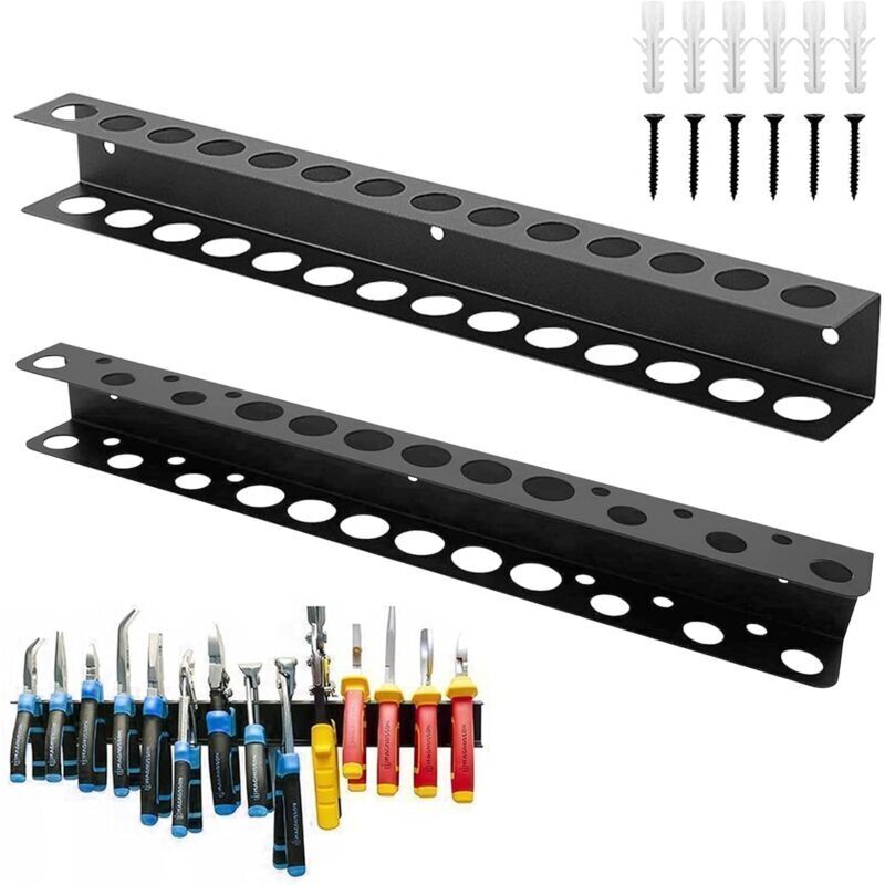 Support Mural Tournevi, 2 Pièces Organisateur de Tournevis, 40 cm Tournevis Étagère Murale, Étagère Murale Porte-Outils pour Garage Maison Atelier