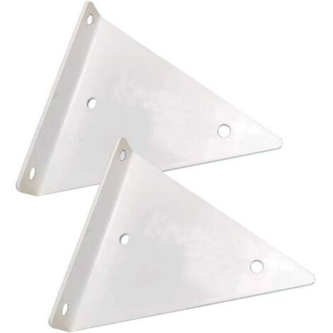Support mural triangulaire en métal blanc pour étagère flottante – 2 pièces (8 x 10 cm), fixation discrète sans vis apparente