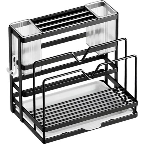 Support mural universel pour couteaux de cuisine, en acier inoxydable noir.