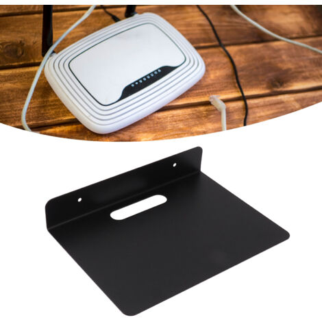 Support mural universel pour équipements légers en aluminium - Porte-box, modem, projecteur, console, accessoires (2 x vis, 2 x chevilles)