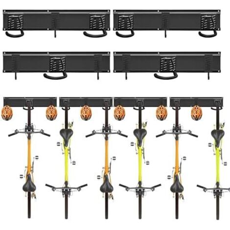 Support mural vertical réglable pour vélos, rangement multiple, VTT, vélo électrique & route, crochets antidérapants - 6 vélos 4 rails