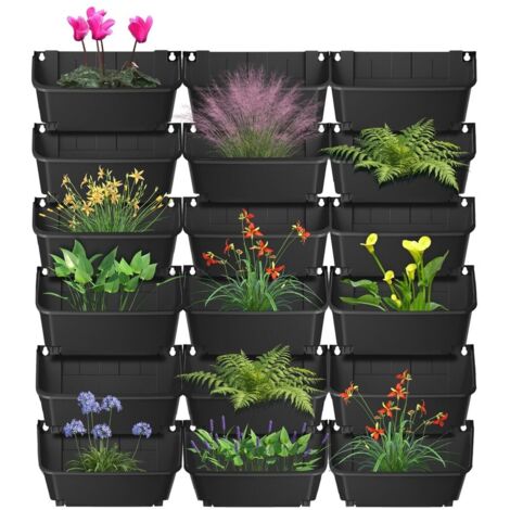 Support mural vertical suspendu pour plantes, poches murales pour plantes, pots de fleurs, jardin mural, jardin vertical à 18 compartiments, adapté aux cours, jardins, balcons et à la décoration intér