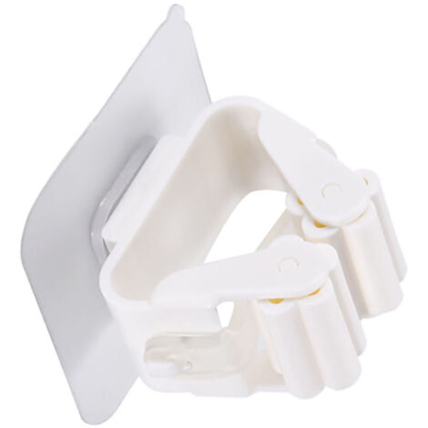Support murale pour balai Porte-balai mural en plastique Blanc nordique avec clip auto-adhésif pour objets de 10-25mm