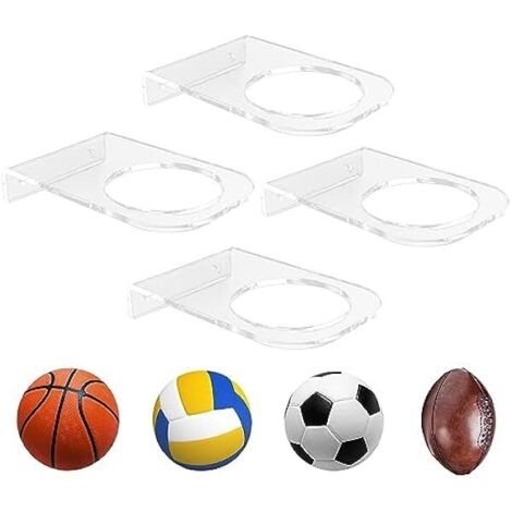 Support Murale pour Ballon - Acrylique Transparent - Compatible Basket-Ball Football Volley-Ball Rugby Soccer - Fixation Murale avec Vis - 1 Pièce
