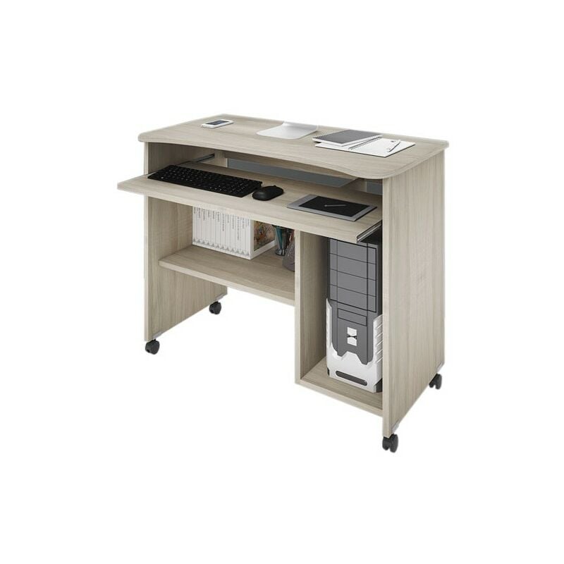 Argonauta - Support ordinateur orme à roulettes H.76 L.93 P.48.5 cm