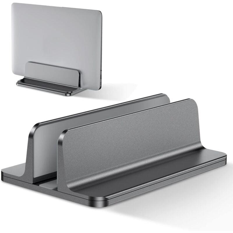 Support Ordinateur Portable Vertical, Support pc Portable en Aluminium, Réglable Bureau Laptop Stand, Gris