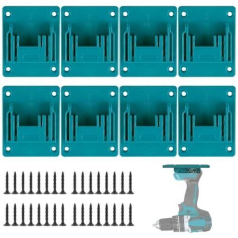 Support Outils Mural Makita 18V/14,4V - 8 Pièces ABS+PC Cyan Bleu avec 32 Vis - Stockage Garage Atelier