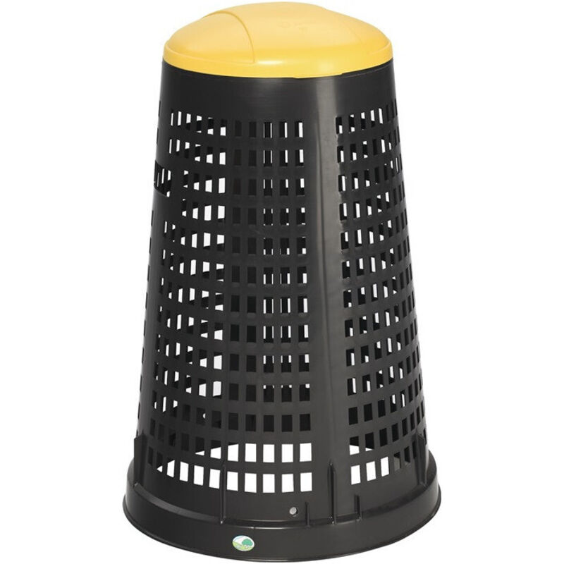 Support panier D525xH880mmPP noir couvercle jaune pour sacs 120l