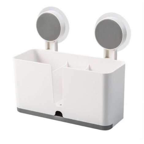 Support panier de cuisine accroché adhésif sans perçage Support d' évier Blanc Porte éponge efficace rangement organisateur