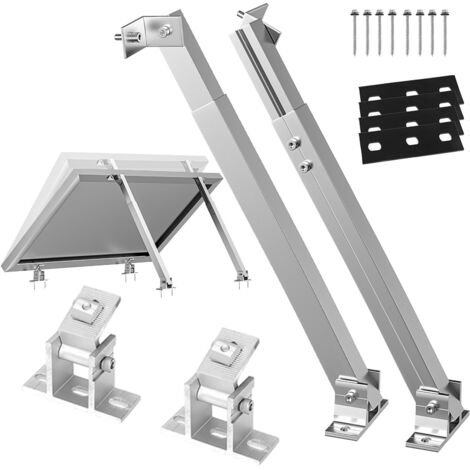 Support Panneau Solaire, Kit Fixation Réglables Angle Individuellement 15°-30° pour Balcon Electrique Centrale, Supports Montage Sol Aluminium pour Toit Plat, Garage, Bateau, Camping-Car
