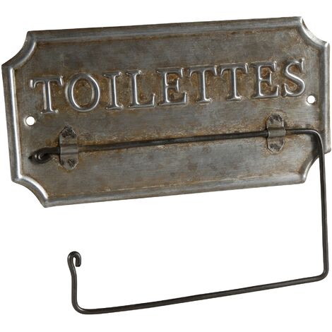 Support papier toilette en zinc vieilli – Dimensions 19x16cm – Fixation murale vintage – Pour salle de bain rétro – Antic Line Créations