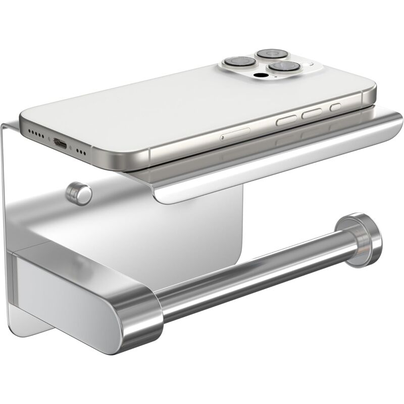 Support Papier Toilette Mural, Porte Rouleau Papier Toilette, Range Papier Toilette, Accroche Papier, Porte Pq (Argent)