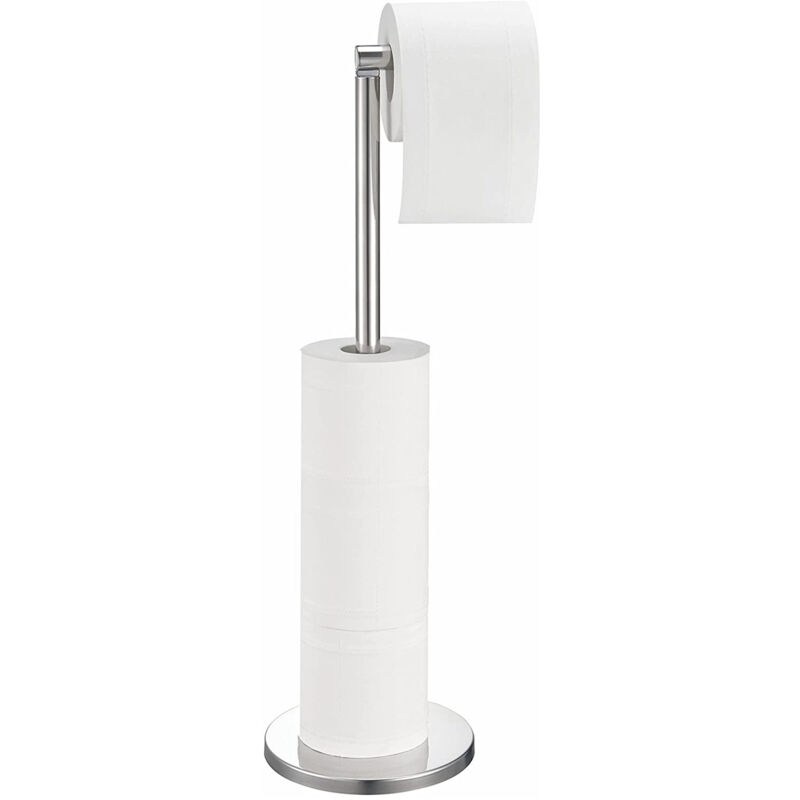 Support Papier Toilette,Porte Papier Toilette sur Pied 2en1 avec Socle Robuste,16 x16 x55cm, Acier Inoxydable chromée