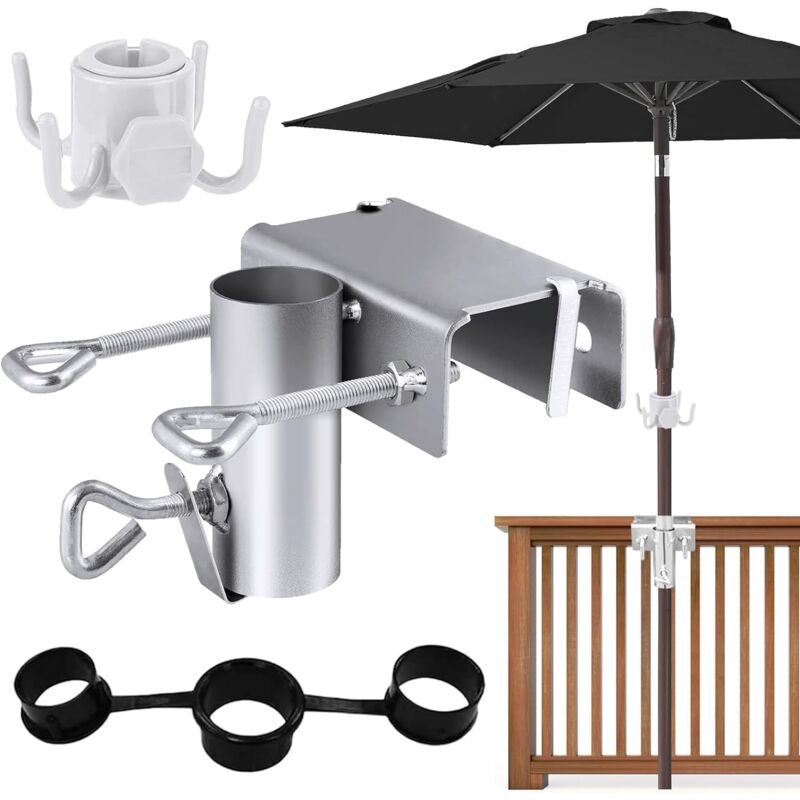 Support parasol balcon, Pied de Parasol Balcon Réglable ø 25-38 Mm, Fixation Parasol Balustrade pour Balcon et Terrasse