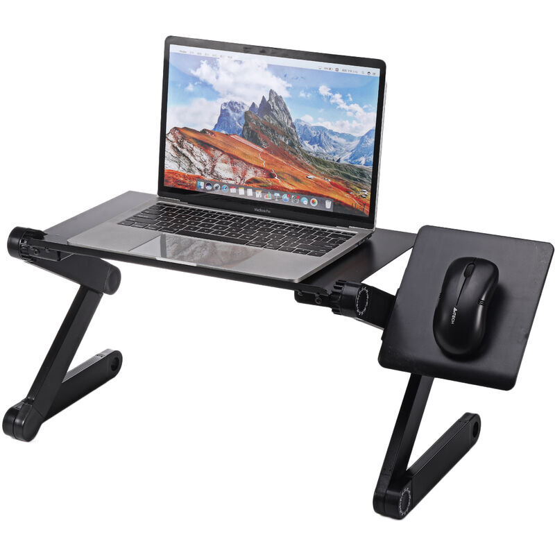 Support PC Table d'ordinateur portable pliable réglable Plateau de canapé-lit avec Ventilateur de refroidissement Tapis de souris