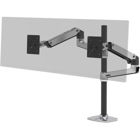 Support per Monitor da Scrivania Ergotron LX Series con Bracci Doppio Regolabile in Altezza e Rotazione, Montaggio a Pince in Alluminio per Schermi Fino a 40" (101,6 cm), Capacit� 9,1 kg, VESA 75x75 m