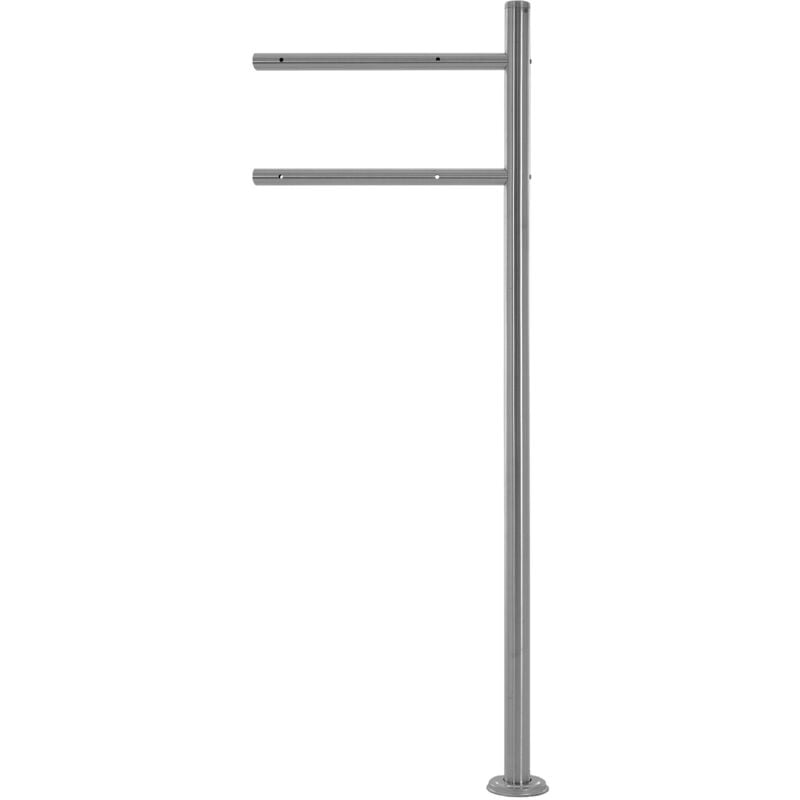 Ml-design - Support Piédestal Socle pour Boîte aux Lettres Argenté en Acier Inoxydable Rond Hauteur Totale 120 cm Autoportant Poteau Pied de Boîte