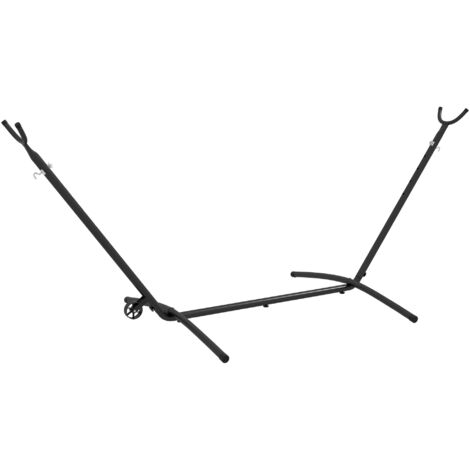 Support Pied de hamac Structure Robuste métal époxy Hauteur réglable 6 Niveaux Noir dim. 290L x 120l x 115H cm