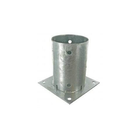 Support pied de poteau rond 80mm à fixer – Acier galvanisé à chaud – Hauteur 150mm – Base 200x200mm – Fixation par vis ou boulon – Waelbers