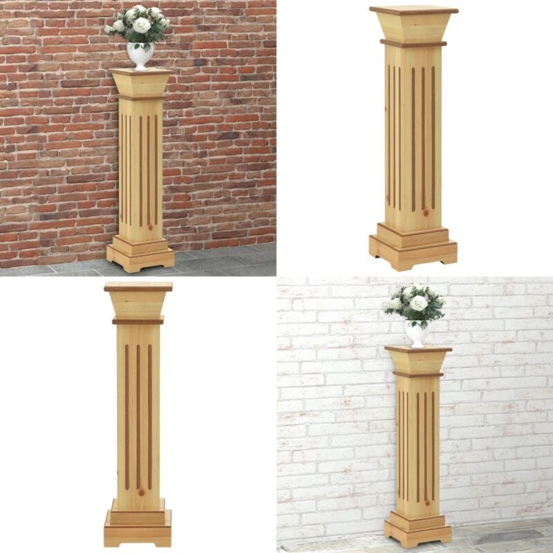 Support pilier carré à plantes Bois clair 17x17x66 cm mdf - Support Plante - Pied Plante - Jardinière - Décoration Intérieure - Mobilier Extérieur