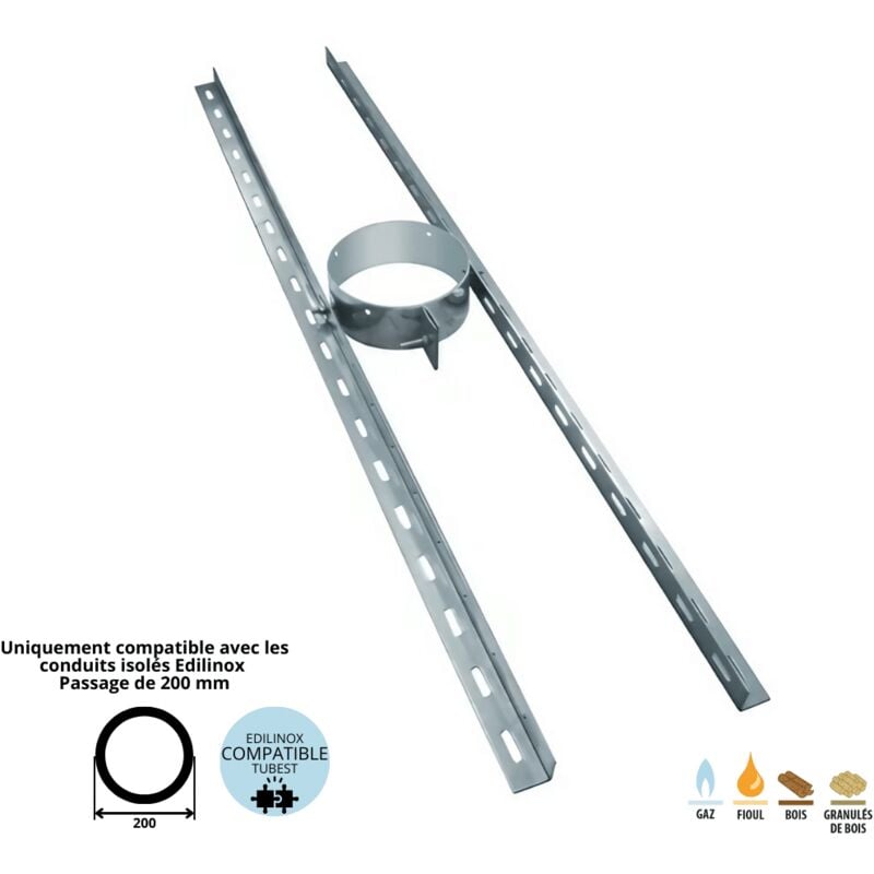 Support plancher pour conduit double paroi isolé Ediliso25 Edilinox Diamètre 150
