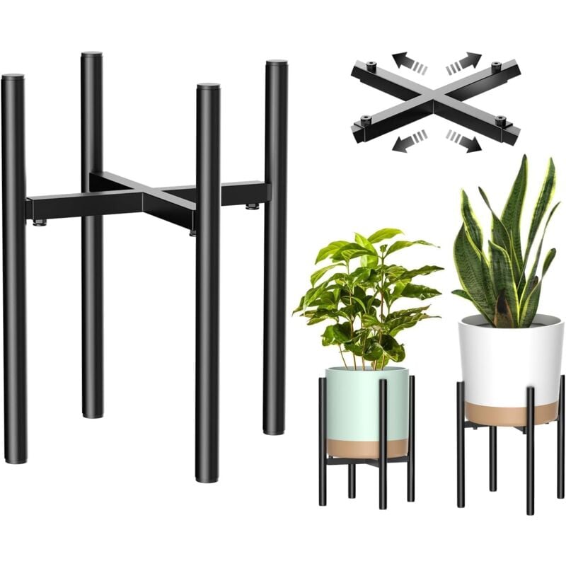 Support Plantes, Étagère Plantes en Metal dans Un Style Simple, Support Pot de Fleur Intérieur et Extérieur Largeur Réglable pour les Pots de