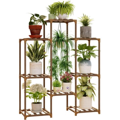 Support Plantes Intérieur en Bois, Étagère Plante à Plusieurs Niveaux, Porte Plante Intérieur et Support Plante Échelle, Porte Plante Extérieur pour Usage Intérieur et Extérieur