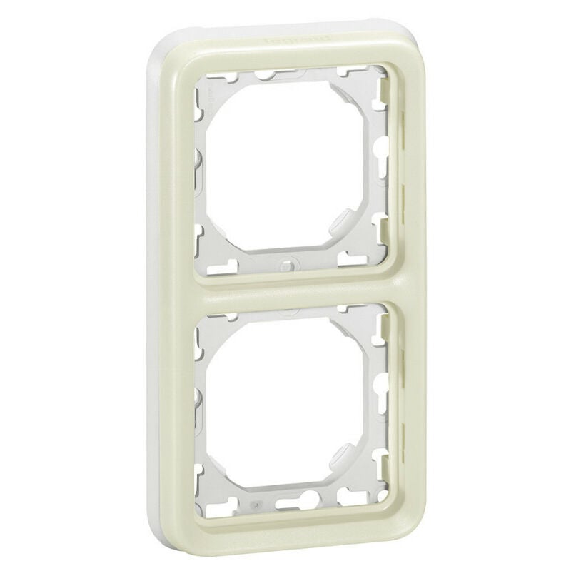 Support plaque 2 postes verticaux Plexo composable IP55 blanc (069696)