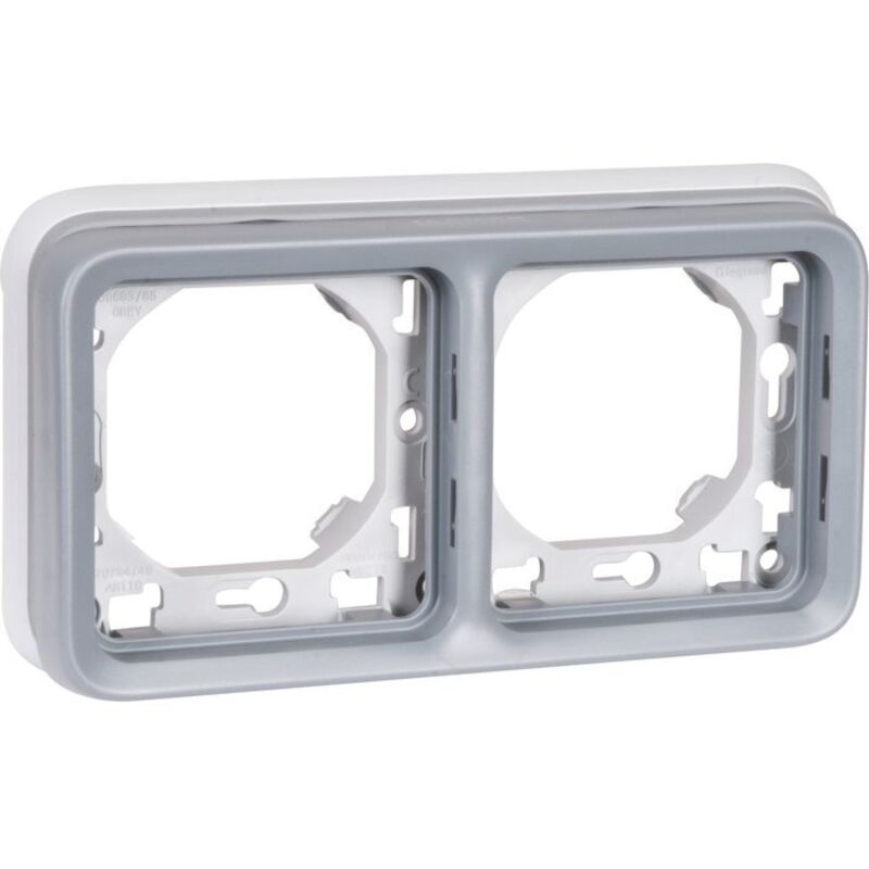 Support plaque encastré 2 postes horizontal plexo Legrand 0 696 83 gris