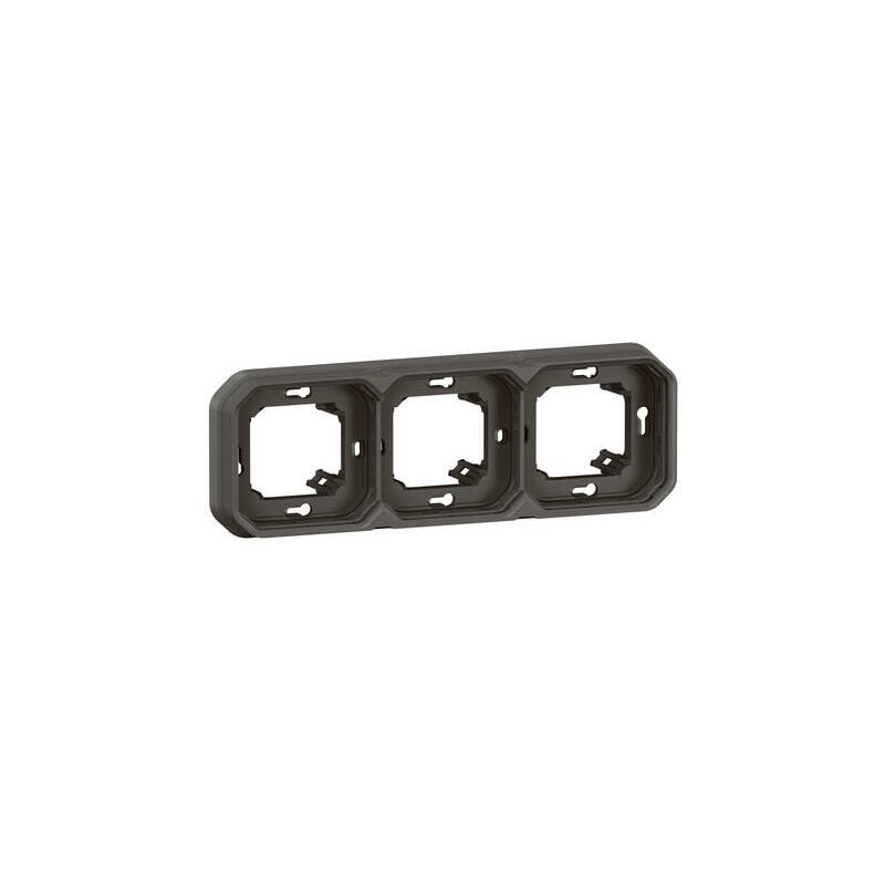 Support plaque étanche pour montage encastré 3 postes horizontaux ou verticaux Plexo - anthracite