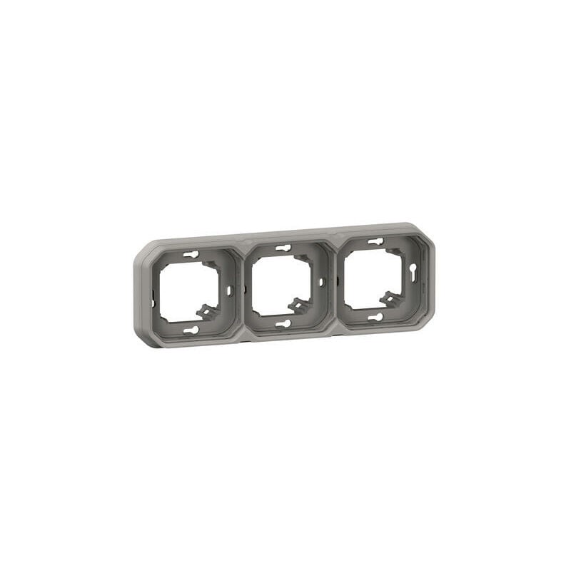 Support plaque encastré 3 postes montage horizontal/vertical Plexo gris Legrand 069687L