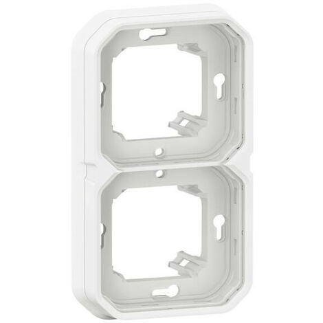 Support plaque encastré 2 postes montage horizontal/vertical Plexo blanc (069694L)