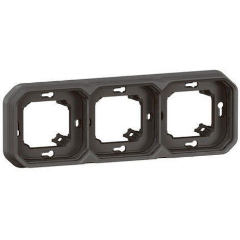 Support plaque étanche encastré 3 postes H/V Plexo - anthracite - LEG069608L