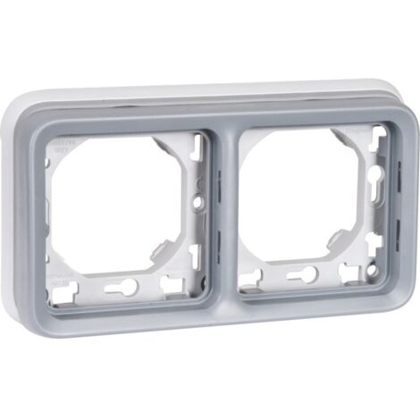Support plaque étanche PLEXO composable IP55 gris 2 postes horizontaux - LEGRAND - 069683