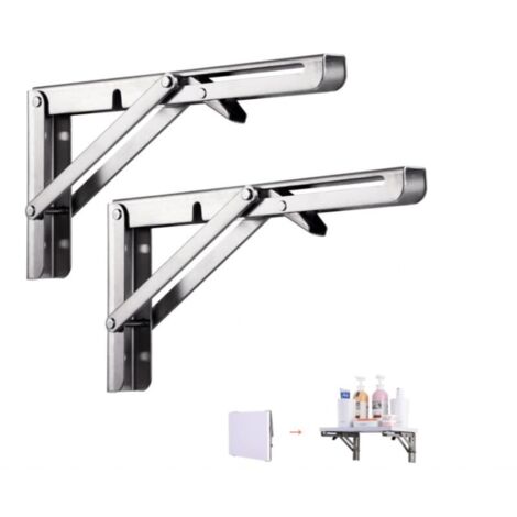 Support pliable 300mm, lot de 2, en acier inoxydable argenté Support rétractable pour étagères robustes, garage, cuisine, ch