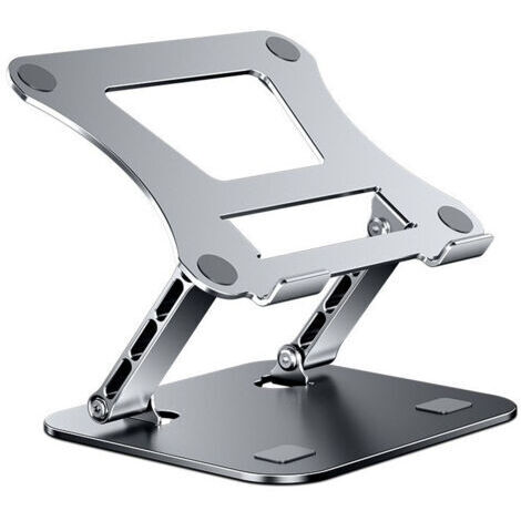 Support pliable en aluminium pour ordinateur portable - réglable, rotatif à 360°, avec système de refroidissement, conception ergonomique pour un confort optimal.